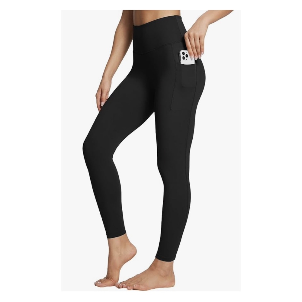 Baleaf Black High Waisted Tummy Control 7/8 Leggings